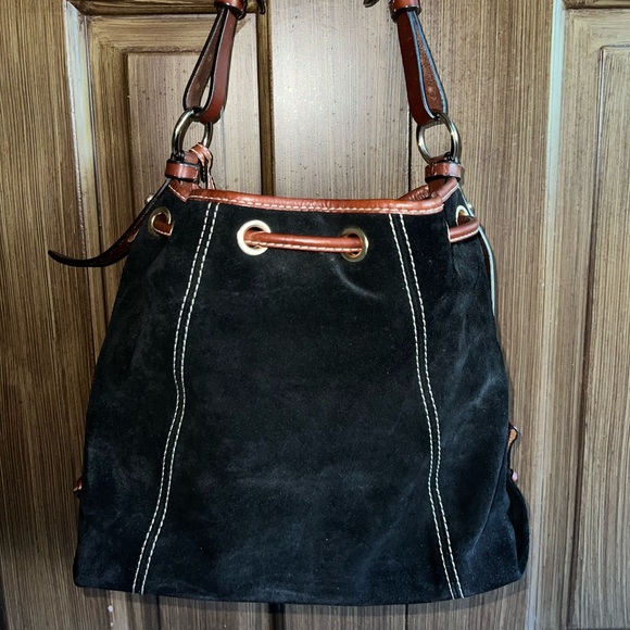 Dooney & Bourke Black Suede Shoulder Bag EUC - Picture 2 of 14